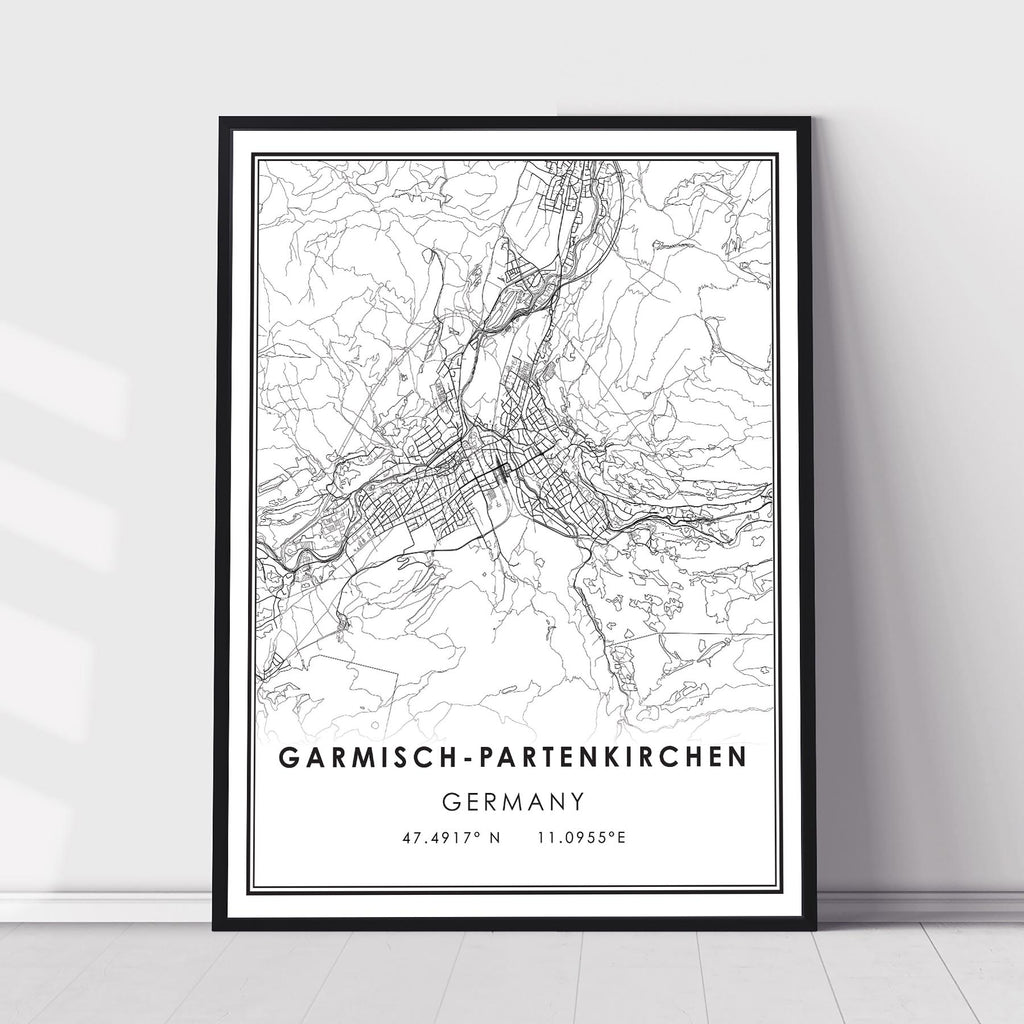 Garmisch-Partenkirchen, Germany Modern Style Map Print 