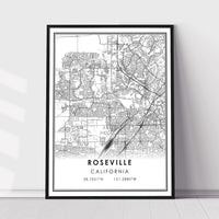 
              Roseville, California Modern Map Print 
            