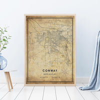 
              Conway, Arkansas Vintage Style Map Print 
            