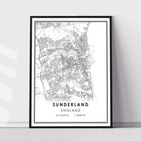 
              Sunderland, England Modern Style Map Print 
            