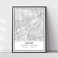 
              Leaside, Toronto, Ontario Modern Style Map Print 
            
