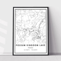 
              Possum Kingdom Lake, Texas Modern Map Print 
            