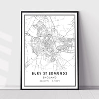 
              Bury St Edmunds, England Modern Style Map Print 
            