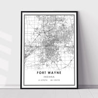 Fort Wayne, Indiana Modern Map Print 