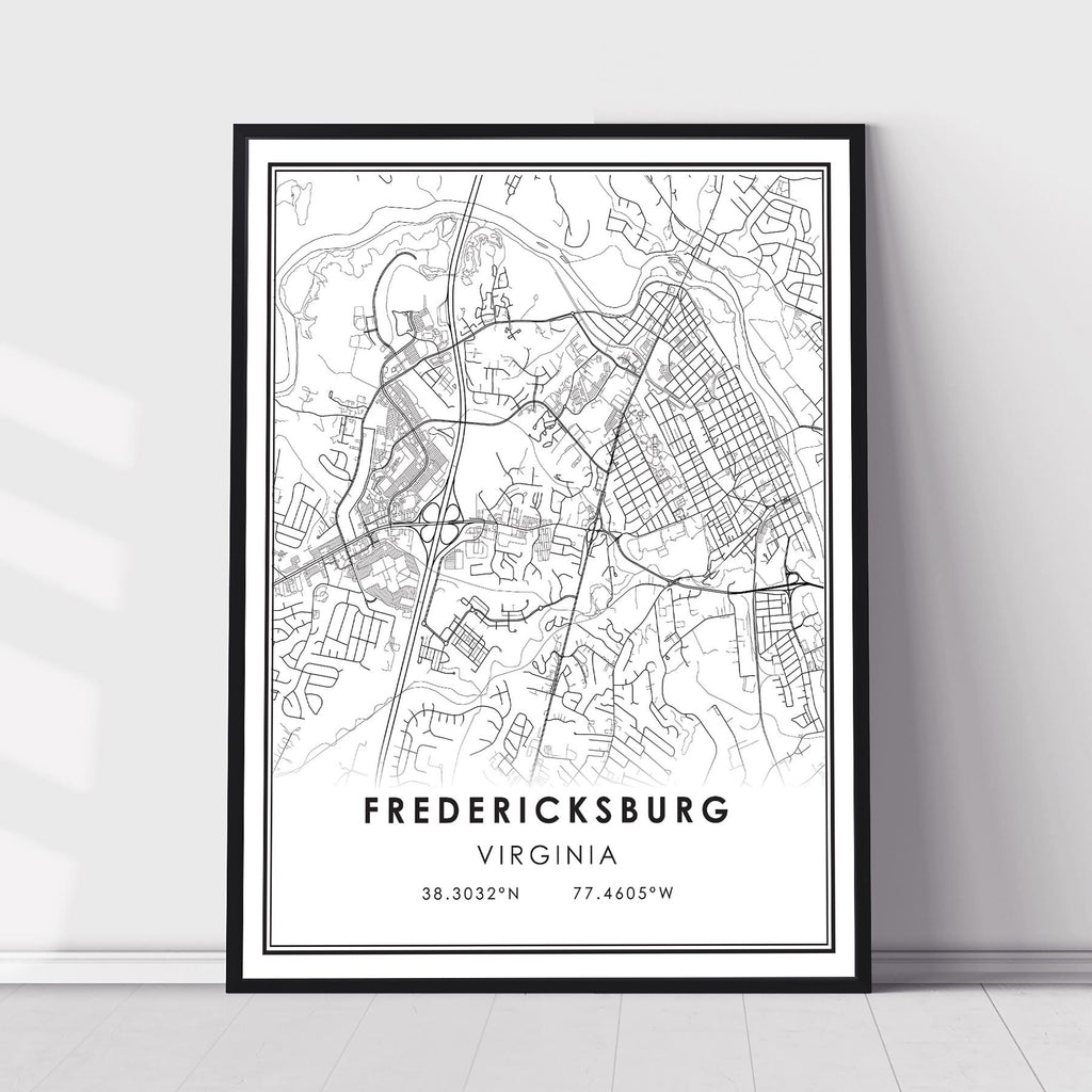 Fredericksburg, Virginia Modern Map Print 
