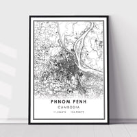 
              Phnom Penh, Cambodia Modern Style Map Print 
            