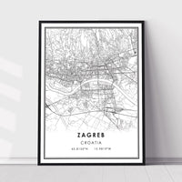 
              Zagreb, Croatia Modern Style Map Print
            