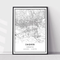 Zagreb, Croatia Modern Style Map Print
