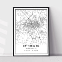 
              Hattiesburg, Mississippi Modern Map Print 
            