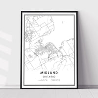 
              Midland, Ontario Modern Style Map Print 
            