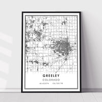 Greeley, Colorado Modern Map Print 