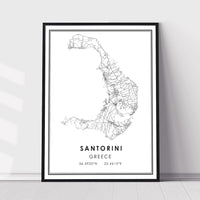
              Santorini, Greece Modern Style Map Print
            