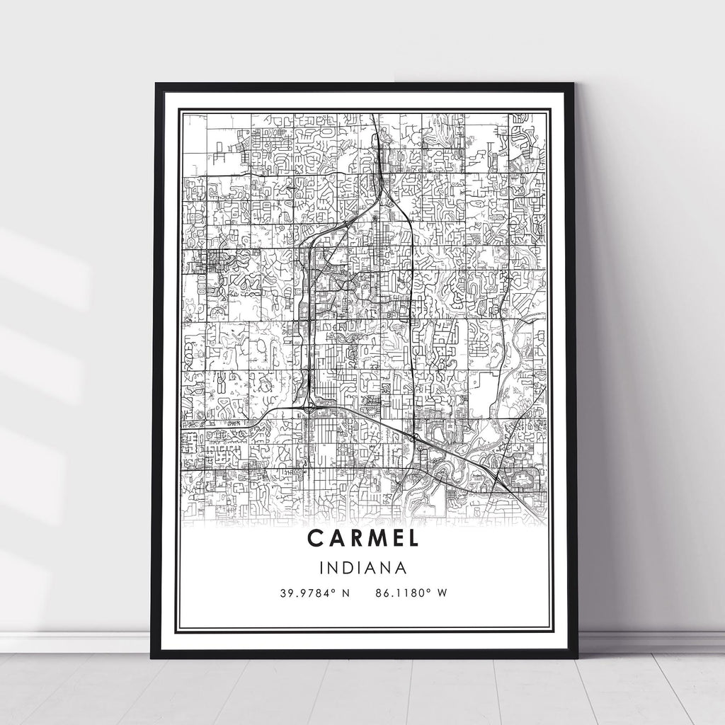 Carmel, Indiana Modern Map Print 