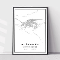 
              Ixtlan del Rio, Nayarit, Mexico Modern Style Map Print 
            