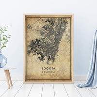 
              Bogota, Colombia Vintage Style Map Print 
            