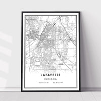 
              Lafayette, Indiana Modern Map Print
            