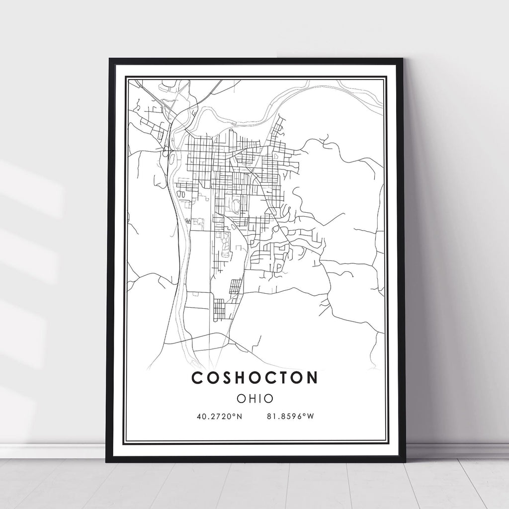 Coshocton, Ohio Modern Map Print 