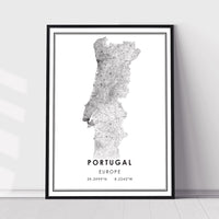 
              Portugal, Europe Modern Style Map Print
            