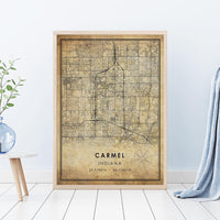 
              Carmel, Indiana Vintage Style Map Print 
            
