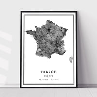 
              France, Europe Modern Style Map Print 
            