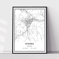 Athens, Ohio Modern Map Print 