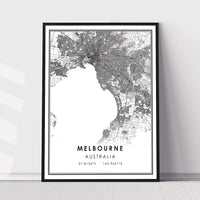 Melbourne, Australia Modern Style Map Print 