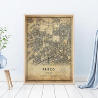 Frisco, Texas Vintage Style Map Print 