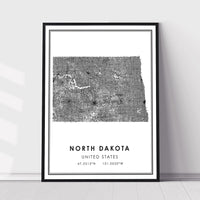 
              North Dakota, United States Modern Style Map Print 
            