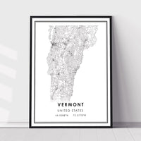 Vermont, United States Modern Style Map Print 