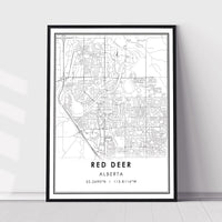 Red Deer, Alberta Modern Style Map Print