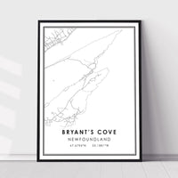 Bryant's Cove, Newfoundland Modern Style Map Print 