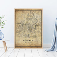 
              Columbia, Missouri Vintage Style Map Print 
            