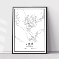 
              Okene, Nigeria Modern Style Map Print 
            