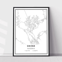 Okene, Nigeria Modern Style Map Print 