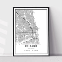 Chicago, Illinois Modern Map Print 