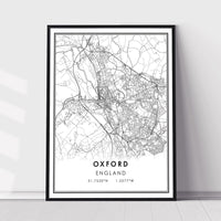 
              Oxford, England Modern Style Map Print 
            