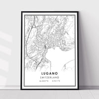 
              Lugano, Switzerland Modern Style Map Print 
            