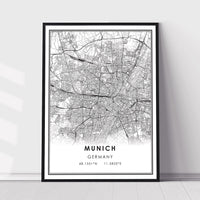 Munich, Germany Modern Style Map Print 