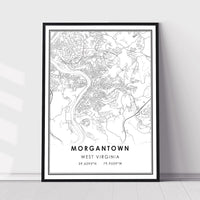 Morgantown, West Virginia Modern Map Print