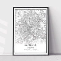 
              Sheffield, England Modern Style Map Print 
            