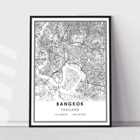 Bangkok, Thailand Modern Style Map Print 