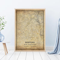 
              Bedford, New Hampshire Vintage Style Map Print 
            