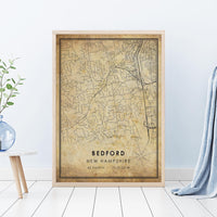 Bedford, New Hampshire Vintage Style Map Print 