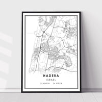 Hadera, Israel Modern Style Map Print