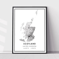 Scotland, United Kingdom Modern Style Map Print 