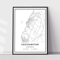 Southampton, Ontario Modern Style Map Print 