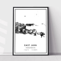 East Java, Indonesia Modern Style Map Print 