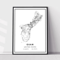 Guam, United States Modern Style Map Print 