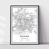 
              Kuching, Malaysia Modern Style Map Print 
            