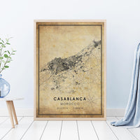 Casablanca, Morocco Vintage Style Map Print 